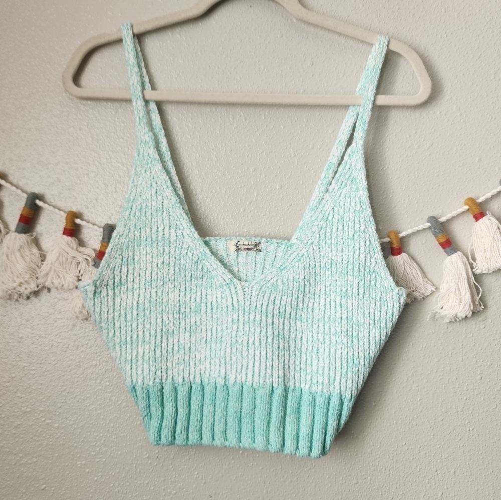 Free People Mint Green Ombre Knit Crop Top